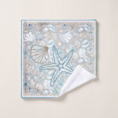 Seashell Scene met Taupe Achtergrond Badhanddoek Bad Handdoek (Wasdoekje)