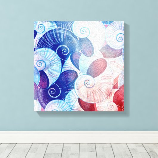 Seashell Scene Pattern Canvas Afdruk (Insitu (Houten vloer))