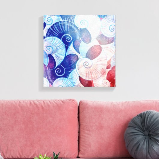 Seashell Scene Pattern Canvas Afdruk (Insitu (Woonkamer))