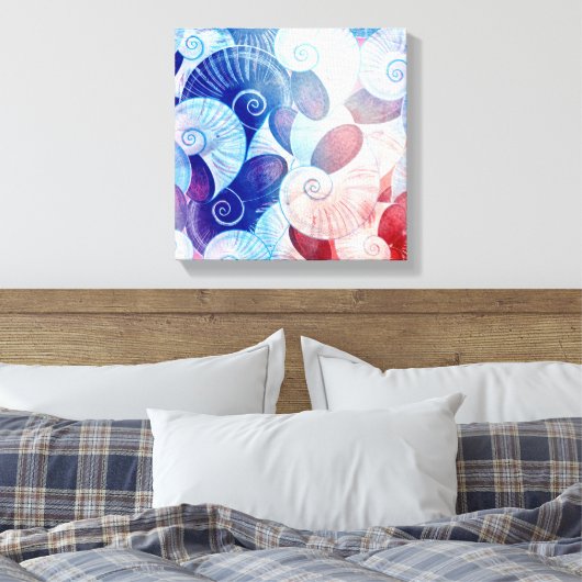 Seashell Scene Pattern Canvas Afdruk (Insitu (Slaapkamer))