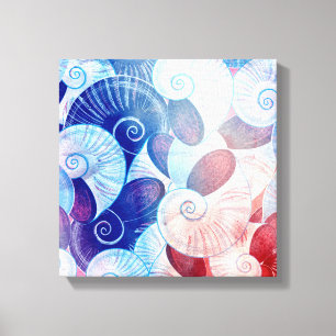 Seashell Scene Pattern Canvas Afdruk