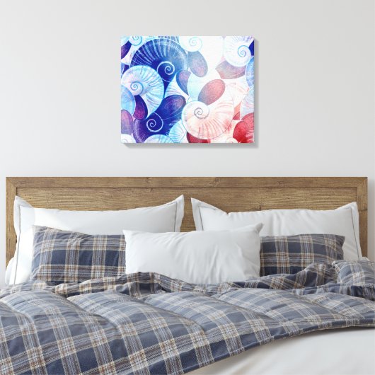 Seashell Scene Pattern Canvas Afdruk (Insitu (Slaapkamer))