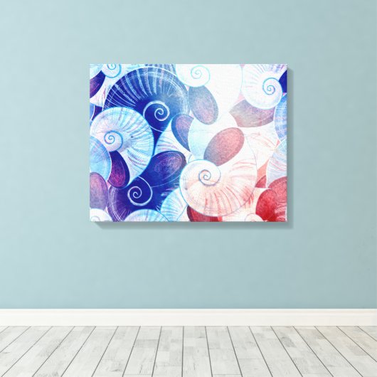 Seashell Scene Pattern Canvas Afdruk (Insitu (Houten vloer))