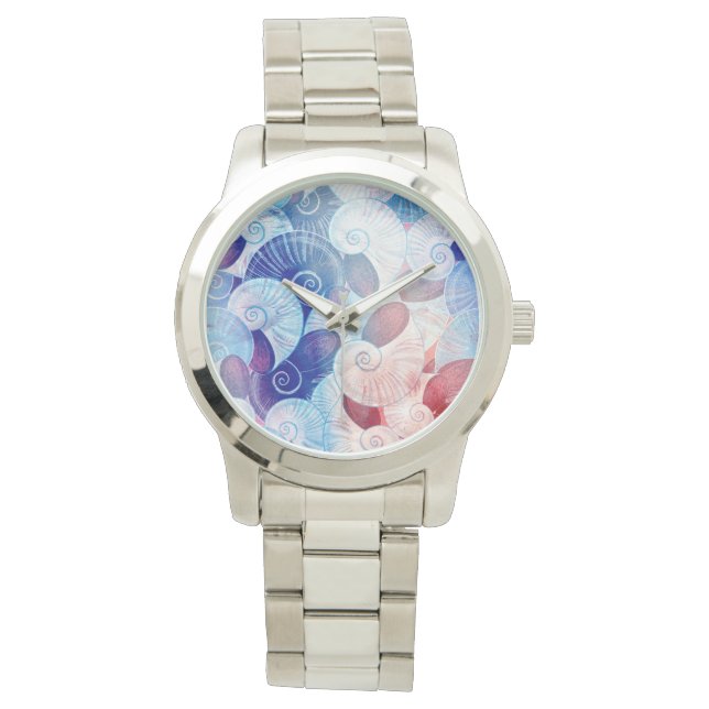 Seashell Scene Pattern Horloge (Voorkant)