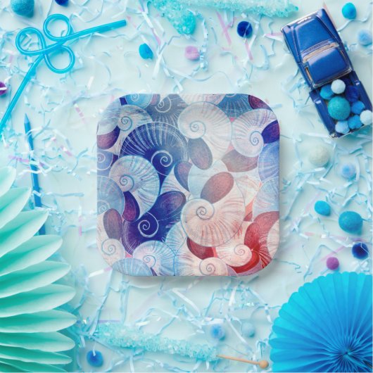 Seashell Scene Pattern Papieren Bordje (Feest)