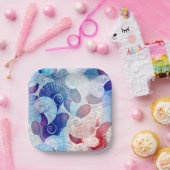Seashell Scene Pattern Papieren Bordje (Feest)