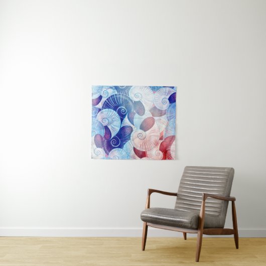 Seashell Scene Pattern Wandkleed (In Situ (horizontaal))