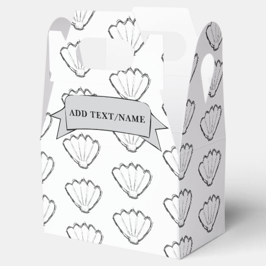Seashell Schetstekening Patroon Aangepaste naam Bedankdoosjes (Geopend)