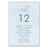 Seashell Seating Chart Names Coastal Wedding Sign Kaart (Achterkant)