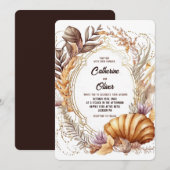 Seashell Seaweed Gold Lijst Paars Beach Wedding Kaart (Voorkant / Achterkant)