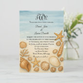 Seashell Serenade foto bruiloft uitnodiging (Staand voorkant)