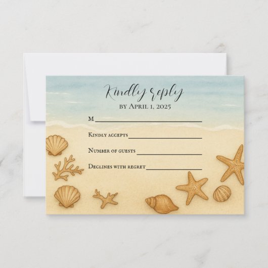 Seashell Serenade RSVP-kaart RSVP Kaartje (Voorkant)