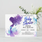 Seashell Serenade: Zeemeermin Baby shower Kaart (Staand voorkant)