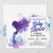 Seashell Serenade: Zeemeermin Baby shower Kaart (Voorkant / Achterkant)