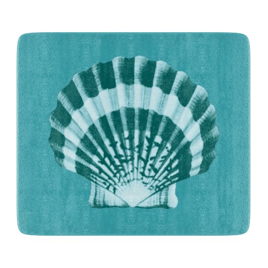 Seashell - Shades of blauwgroen blauw Snijplank (Voorkant)