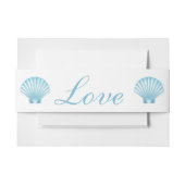 Seashell Shell Beach Nautisch Elegant Blauw Huweli Uitnodigingen Wikkel (Voorkant Voorbeeld)