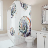 Seashell Shell Nautilus Design 357 Waterverf Douchegordijn (In situ)