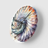 Seashell Shell Nautilus Design 357 Waterverf Ronde Klok (Hoek)