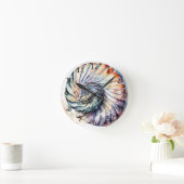 Seashell Shell Nautilus Design 357 Waterverf Ronde Klok (Huis)