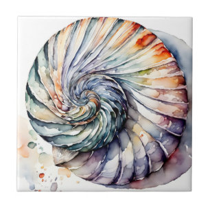 Seashell Shell Nautilus Design 357 Waterverf Tegeltje