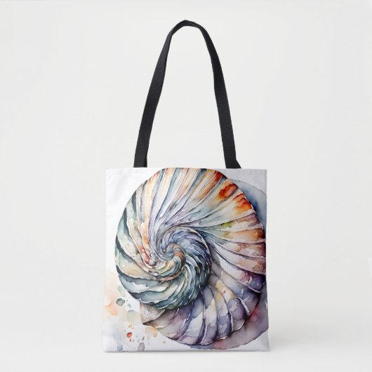 Seashell Shell Nautilus Design 357 Waterverf Tote Bag (Voorkant)