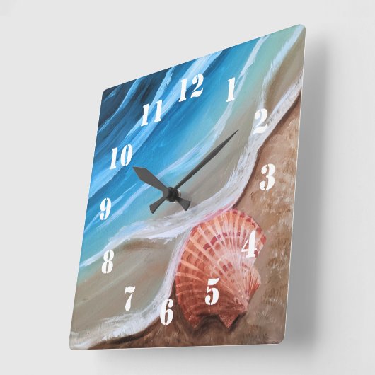 Seashell Shore Vierkante Klok (Hoek)
