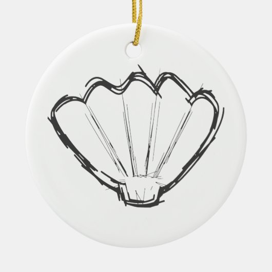Seashell Sketch Keramisch Ornament (Voorkant)