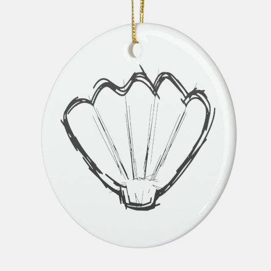 Seashell Sketch Keramisch Ornament (Links)