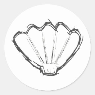 Seashell Sketch Ronde Sticker