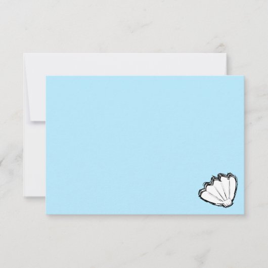 Seashell Sketch White And Blue Notitiekaartje (Voorkant)