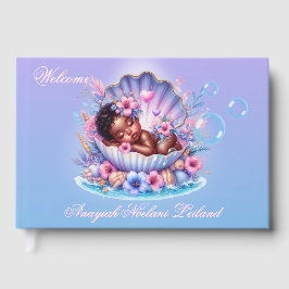 Seashell Sleeping Black Baby Girl Baby shower Gastenboek