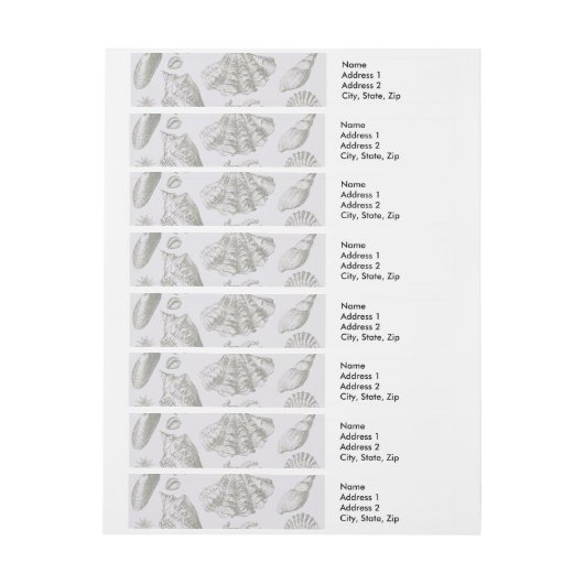 Seashell Soft Antiek Art Beach Shells Adreslabel Wikkel (Vel)