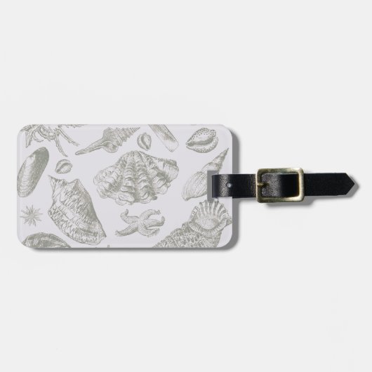 Seashell Soft Antiek Art Beach Shells Bagagelabel (Voorkant horizontaal)