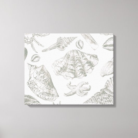 Seashell Soft Antiek Art Beach Shells Canvas Afdruk (Voorkant)