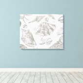 Seashell Soft Antiek Art Beach Shells Canvas Afdruk (Insitu (Houten vloer))