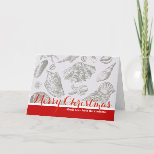 Seashell Soft Antiek Art Beach Shells Feestdagen Kaart (Voorkant)