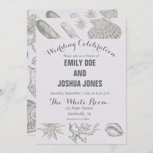 Seashell Soft Antiek Art Beach Shells Kaart (Voorkant / Achterkant)