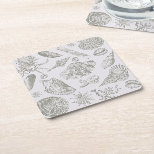 Seashell Soft Antiek Art Beach Shells Kartonnen Onderzetters (Schuin)