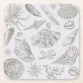 Seashell Soft Antiek Art Beach Shells Kartonnen Onderzetters (Voorkant)