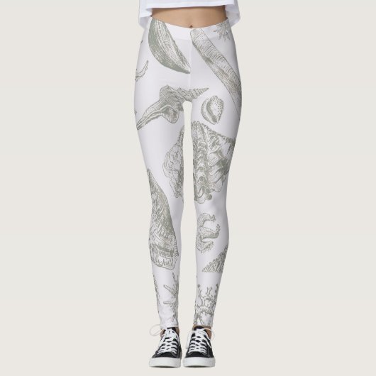 Seashell Soft Antiek Art Beach Shells Leggings (Voorkant)