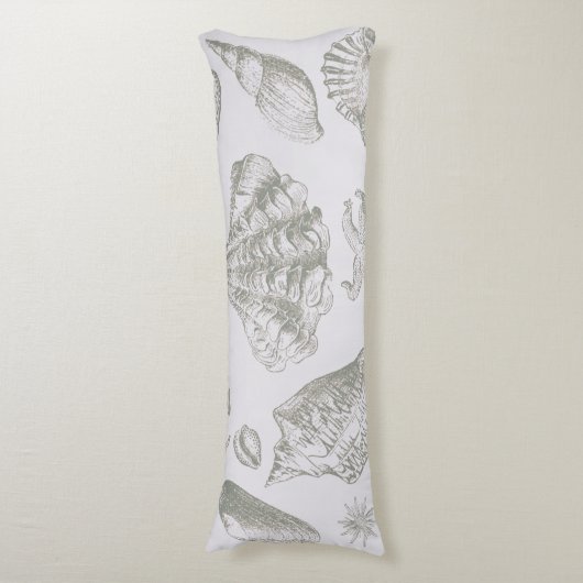 Seashell Soft Antiek Art Beach Shells Lichaamskussen (Voorkant Verticaal)
