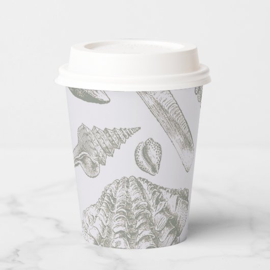 Seashell Soft Antiek Art Beach Shells Papieren Bekers (Links)