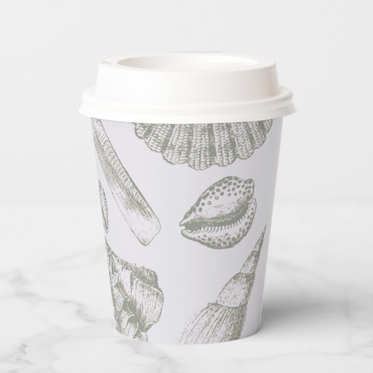 Seashell Soft Antiek Art Beach Shells Papieren Bekers (Achterkant)