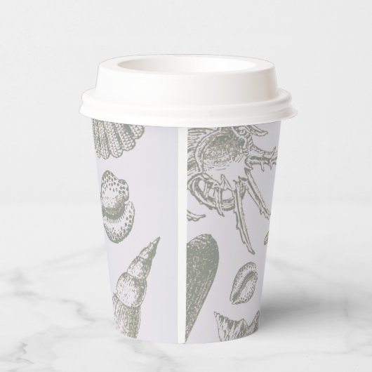 Seashell Soft Antiek Art Beach Shells Papieren Bekers (Rechts)