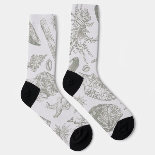 Seashell Soft Antiek Art Beach Shells Sokken (Rechts)