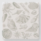 Seashell Soft Antiek Art Beach Shells Stenen Onderzetter (Voorkant)