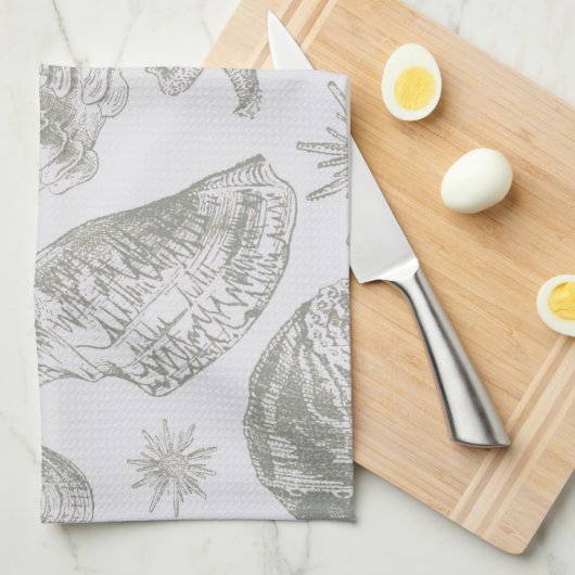 Seashell Soft Antiek Art Beach Shells Theedoek (Quarter Fold)