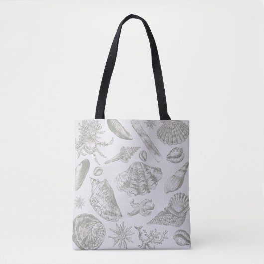 Seashell Soft Antiek Art Beach Shells Tote Bag (Voorkant)