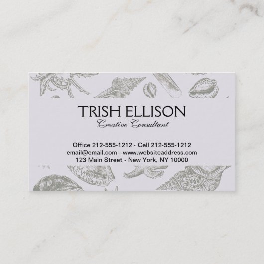 Seashell Soft Antiek Art Beach Shells Visitekaartje (Achterkant)