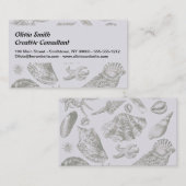 Seashell Soft Antiek Art Beach Shells Visitekaartje (Voorkant / Achterkant)